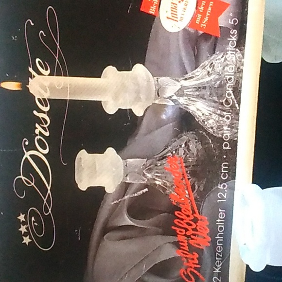 ⚜️ German 24% Lead Kristall Anna Hutte  Vintage CANDLE HOLDERS EVC  In Box - Picture 5 of 16